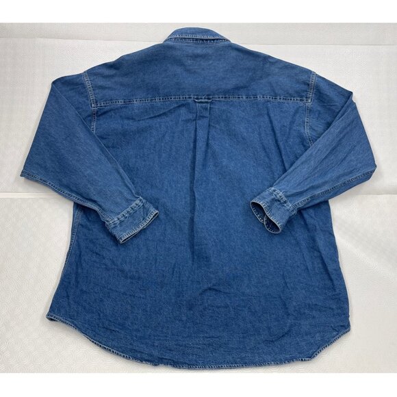 Vintage Chaps Ralph Lauren Thick Denim Jean Cotton Button Down Shirt Men's 2XL - Picture 8 of 8